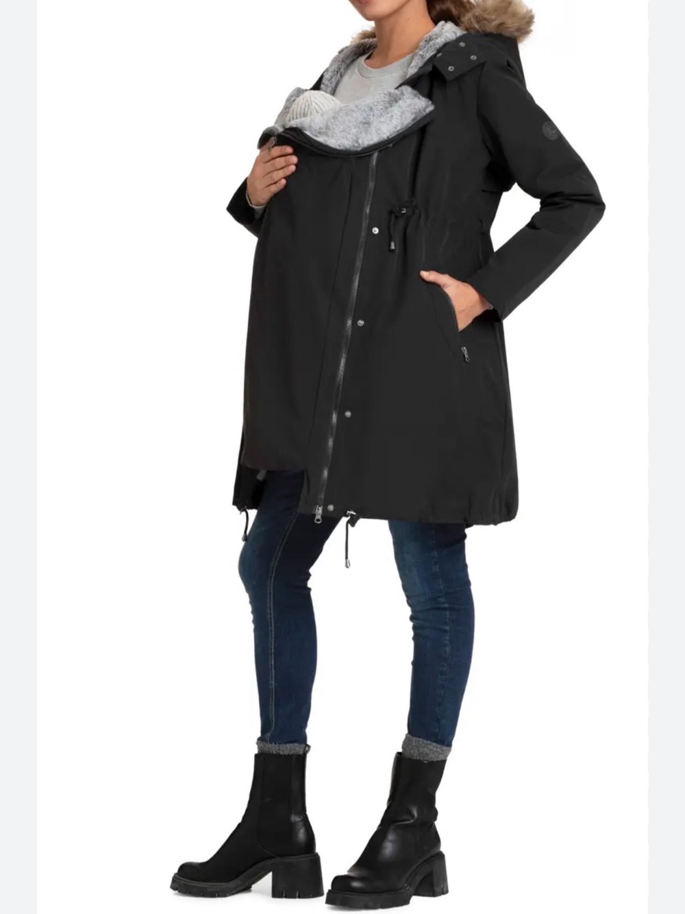 Seraphine Black Maternity Parka Jacket